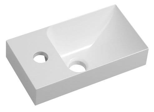 Umywalka wpuszczana w blat kompozytowa 30,8 x 10 x 17cm PICCOLINO bateria z lewej strony biała PK300 Sapho