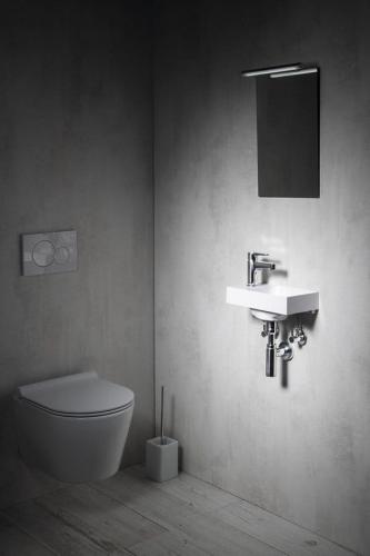 Umywalka wpuszczana w blat kompozytowa 30,8 x 10 x 17cm PICCOLINO bateria z lewej strony biała PK300 Sapho wizualizacja