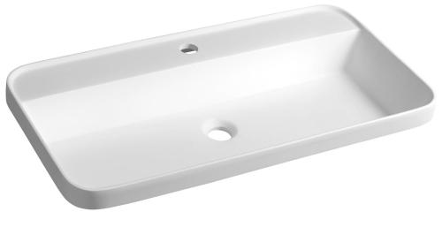 Umywalka pół wpuszczana w blat 75 x 39 cm BRAHEA Rockstone biała matowa BE775 Sapho