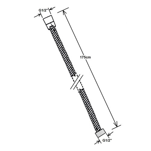 Wąż prysznicowy 175 cm kolor brąz POWERFLEX FLE10BR Sapho rysunek techniczny