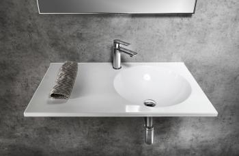 Umywalka kompozytowa zawieszana 100 x 15 x 47 cm JUNO biała prawa JU102 Sapho wizualizacja