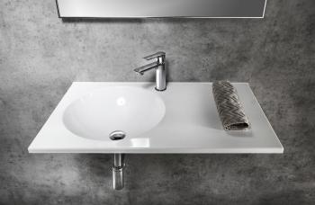 Umywalka kompozytowa zawieszana 100 x 15 x 47 cm JUNO biała lewa JU101 Sapho wizualizacja