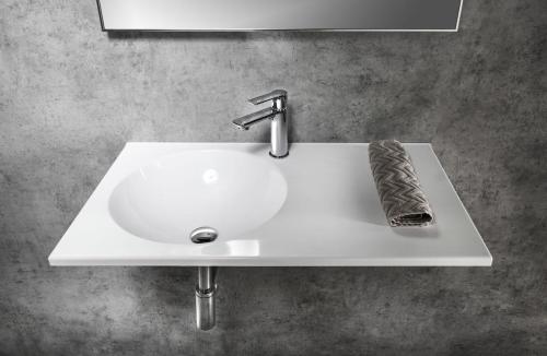 Umywalka kompozytowa zawieszana 100 x 15 x 47 cm JUNO biała lewa JU101 Sapho wizualizacja