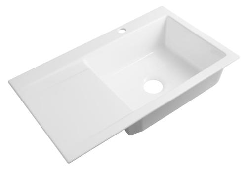 Zlewozmywak ceramiczny z ociekaczem AVORIA 86 x 51 cm biały 55086 Sapho wizualizacja
