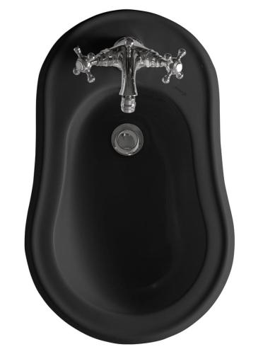 Bidet stojący z otworem na baterię RETRO 38,5 x 60 cm czarny matowy 102031 Kerasan z góry