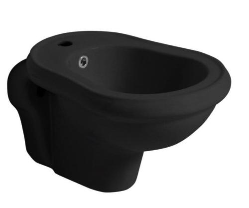 Bidet podwieszany z otworem na baterię RETRO 38 x 52 cm czarny matowy 102631 Kerasan