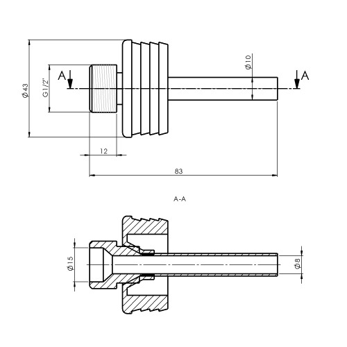 Armatura do pisuaru SCHWARN 121.520.1 BRUCKNER rysunek techniczny