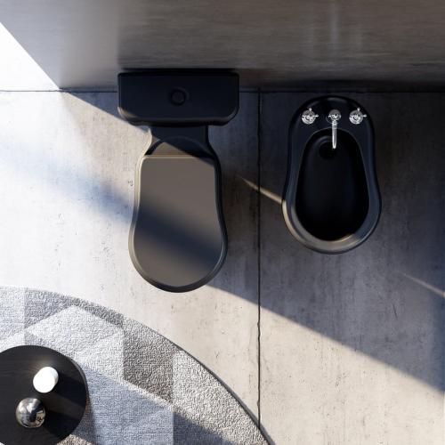 Misa do kompaktu WC RETRO 38,5 x 72 cm odpływ pionowy czarny mat 101231 Kerasan wizualizacja
