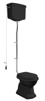 Miska WC RETRO ze zbiornikiem pionowy odpływ czarna chrom WCSET29-RETRO-SO Kerasan