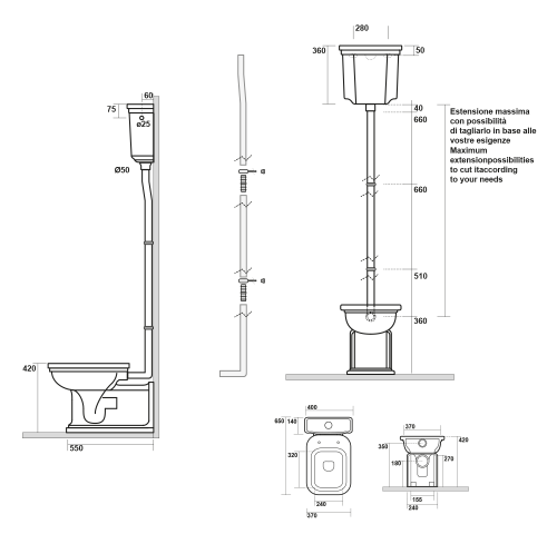 Zbiornik do miski WC wysoki ceramiczny WALDORF czarny mat 418031 Kerasan aranżacja