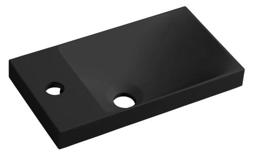 Umywalka kompozytowa bez przelewu AGOS 40 x 22 cm czarna matowa lewa / prawa AS400B Sapho