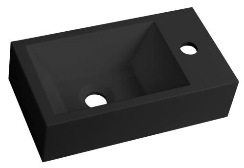 Umywalka kompozytowa AMAROK 40 x 11 x 22 cm czarna matowa otwór na baterię z prawej strony AR500B Sapho