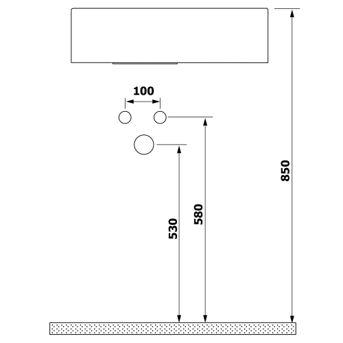 Umywalka kompozytowa AMAROK 40 x 11 x 22 cm czarna matowa otwór na baterię z prawej strony AR500B Sapho rys