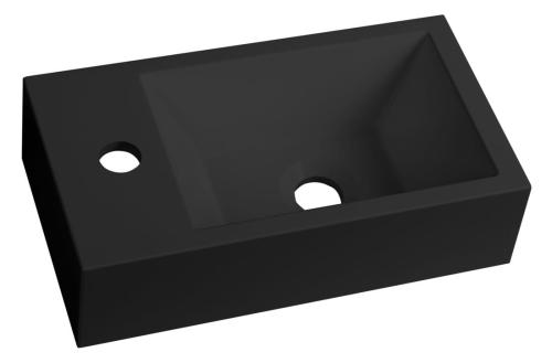 Umywalka kompozytowa AMAROK 40 x 11 x 22 cm czarna matowa otwór na baterię z lewej strony AR400B Sapho