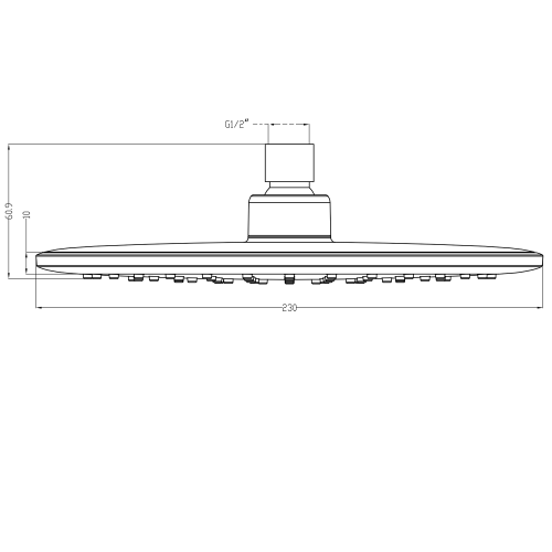 Deszczownica prysznicowa okrągła średnica 230 mm ABS / chrome SK189 Sapho rysunek techniczny