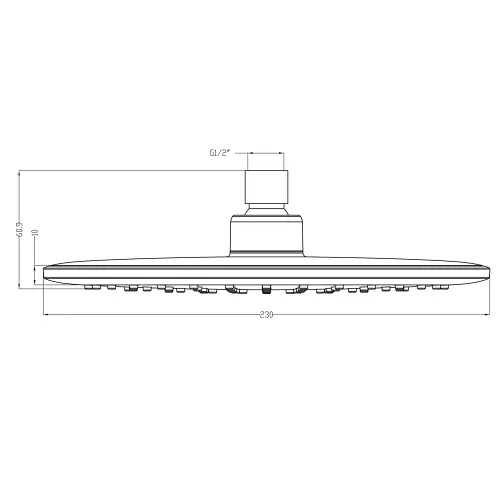 Deszczownica prysznicowa okrągła średnica 23 cm ABS / chrom 621.300.1 BRUCKNER rysunek techniczny