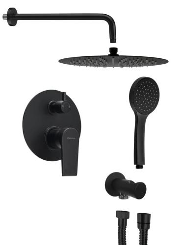 Zestaw prysznicowy podtynkowy KAI z baterią podtynkową obrotowy przełącznik 2 wyjścia czarny mat KA43/15-01 Sapho