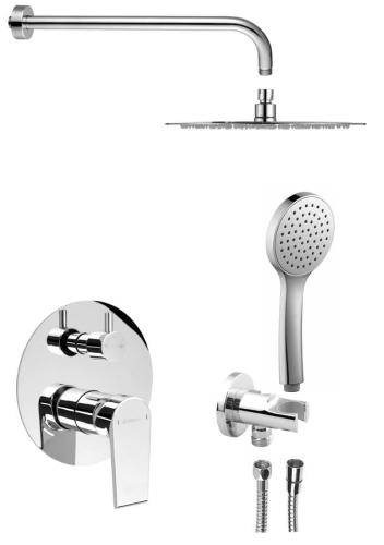 Zestaw prysznicowy podtynkowy KAI z baterią podtynkową obrotowy przełącznik 2 wyjścia chrom KA43-01 Sapho