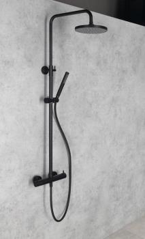 Zestaw prysznicowy MIA z baterią dźwigniową czarny mat MA139B Aqualine wizualizacja