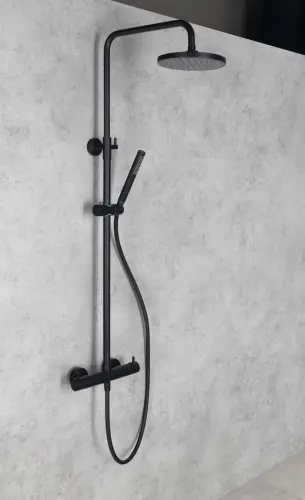 Zestaw prysznicowy MIA z baterią dźwigniową czarny mat MA139B Aqualine wizualizacja