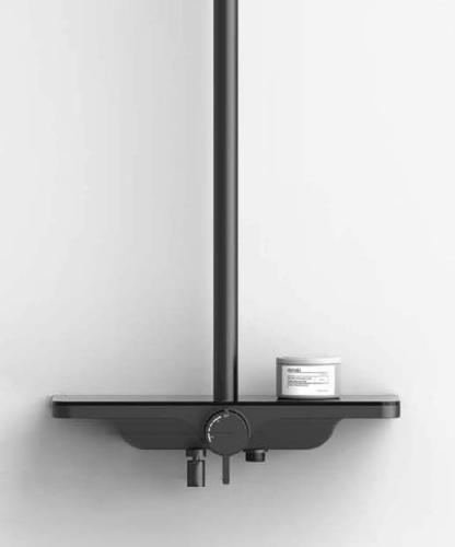 Zestaw prysznicowy ARONA z baterią wylewka czarny mat SL210B Aqualine półka