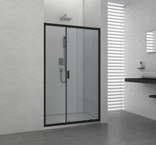 Drzwi prysznicowe do wnęki przesuwne ELITE BLACK 100 x 195 cm SC100B Sanotechnik zamontowane