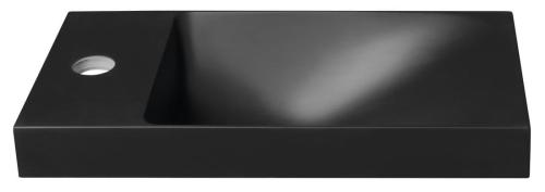 Umywalka kompozytowa bez przelewu AGOS 40 x 22 cm czarna matowa lewa / prawa AS400B Sapho bokiem