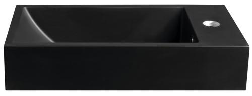 Umywalka kompozytowa ARIANA 50 x 25 cm prawa czarna matowa SM016B Sapho bok