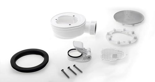 Syfon do brodzika prysznicowego niski z zaworem Ø 90mm DN40 stal nierdzewna 1722C Polysan zestaw