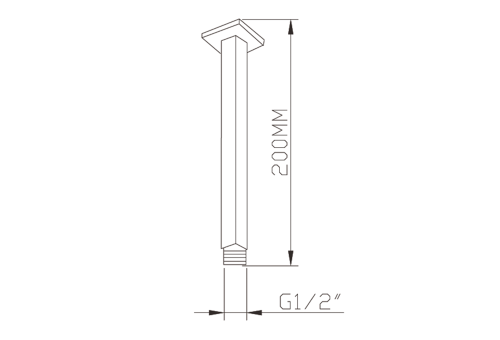 Ramię deszczowni sufitowe 20 cm złoty mat 1205-07GB Sapho rysunek techniczny