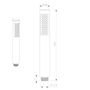 Słuchawka prysznicowa 185 mm złota matowa DO219 Sapho rysunek techniczny