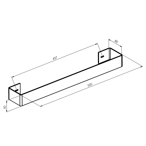 Wieszak na ręcznik 52 cm TABELLA czarny mat MI520B Sapho rysunek techniczny