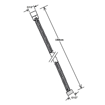 Wąż prysznicowy spiralny 150 cm POWERFLEX czarny matowy FLEX156 Sapho rysunek techniczny