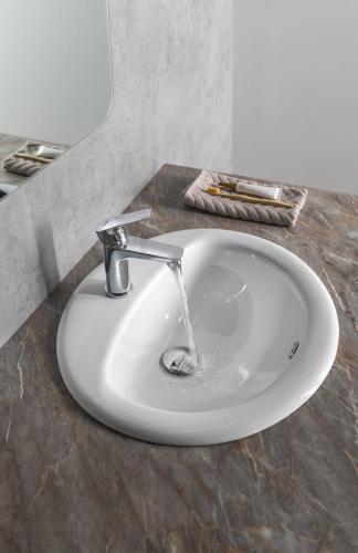 Umywalka ceramiczna wpuszczana w blat 52 x 45 cm biały 55227 Aqualine wizualizacja