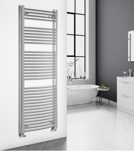 Grzejnik łazienkowy 600 x 1703 mm chrom 644 W obły ALYA LLC205 Aqualine wizualizacja