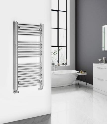 Grzejnik łazienkowy 600 x 1110 mm chrom 416 W obły ALYA LLC202 Aqualine wizualizacja