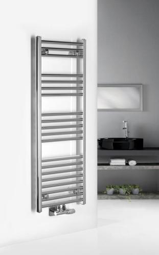 Grzejnik łazienkowy 500 x 1188 mm chrom 345 W podłączenie środkowe ALYA LLS302 Aqualine wizualizacja
