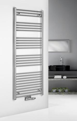 Grzejnik łazienkowy 600 x 1600 mm chrom 548 W podłączenie środkowe ALYA LLS305 Aqualine wizualizacja