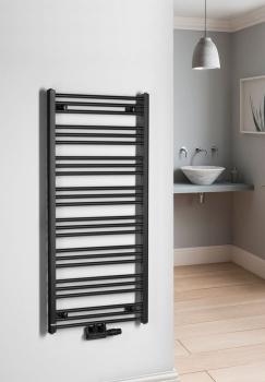 Grzejnik łazienkowy 600 x 1250 mm czarny mat 611 W ALBRECHT 600.117.6 Bruckner wizualizacja