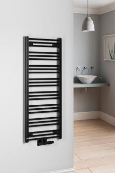 Grzejnik łazienkowy 500 x 1250 mm czarny mat 525 W ALBRECHT 600.114.6 Bruckner wizualizacja