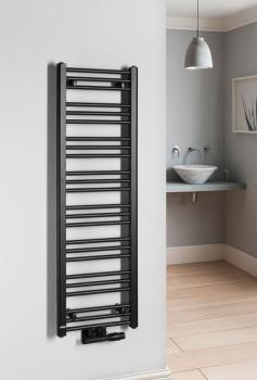 Grzejnik łazienkowy 400 x 1250 mm czarny mat 437 W ALBRECHT 600.112.6 Bruckner wizualizacja