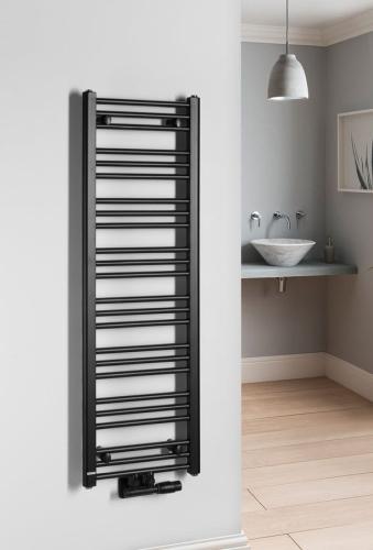 Grzejnik łazienkowy 400 x 1250 mm czarny mat 437 W ALBRECHT 600.112.6 Bruckner wizualizacja