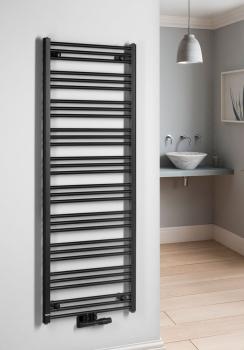 Grzejnik łazienkowy 600 x 1570 mm czarny mat 765 W ALBRECHT 600.118.6 Bruckner wizualizacja