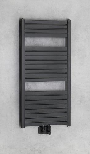 Grzejnik łazienkowy 450 x 970 mm czarny mat 415 W TONDI DT456T Aqualine wizualizacja