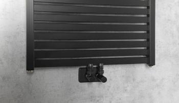 Grzejnik łazienkowy 600 x 1690 mm czarny mat 930 W TONDI DT496T Aqualine  podłączenie
