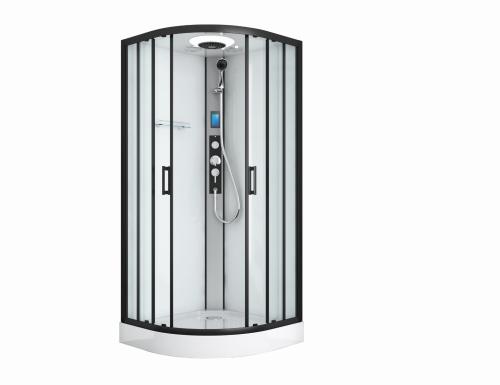 Kabina prysznicowa półokrągła 90 x 90 x 215 cm czarny profil CL20B Sanotechnik