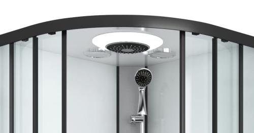 Kabina prysznicowa półokrągła 90 x 90 x 215 cm czarny profil CL20B Sanotechnik z góry