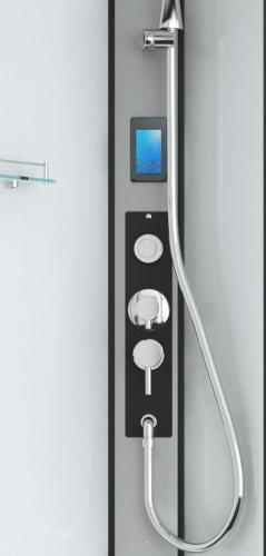 Kabina prysznicowa półokrągła 90 x 90 x 215 cm czarny profil CL20B Sanotechnik panel