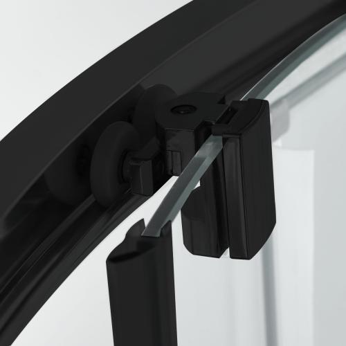 Kabina prysznicowa półokrągła 90 x 90 x 215 cm czarny profil CL20B Sanotechnik rolki