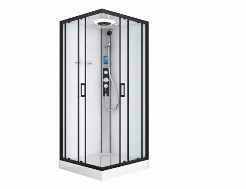 Kabina prysznicowa kwadratowa 90 x 90 x 215 cm profil czarny CL21B Sanotechnik